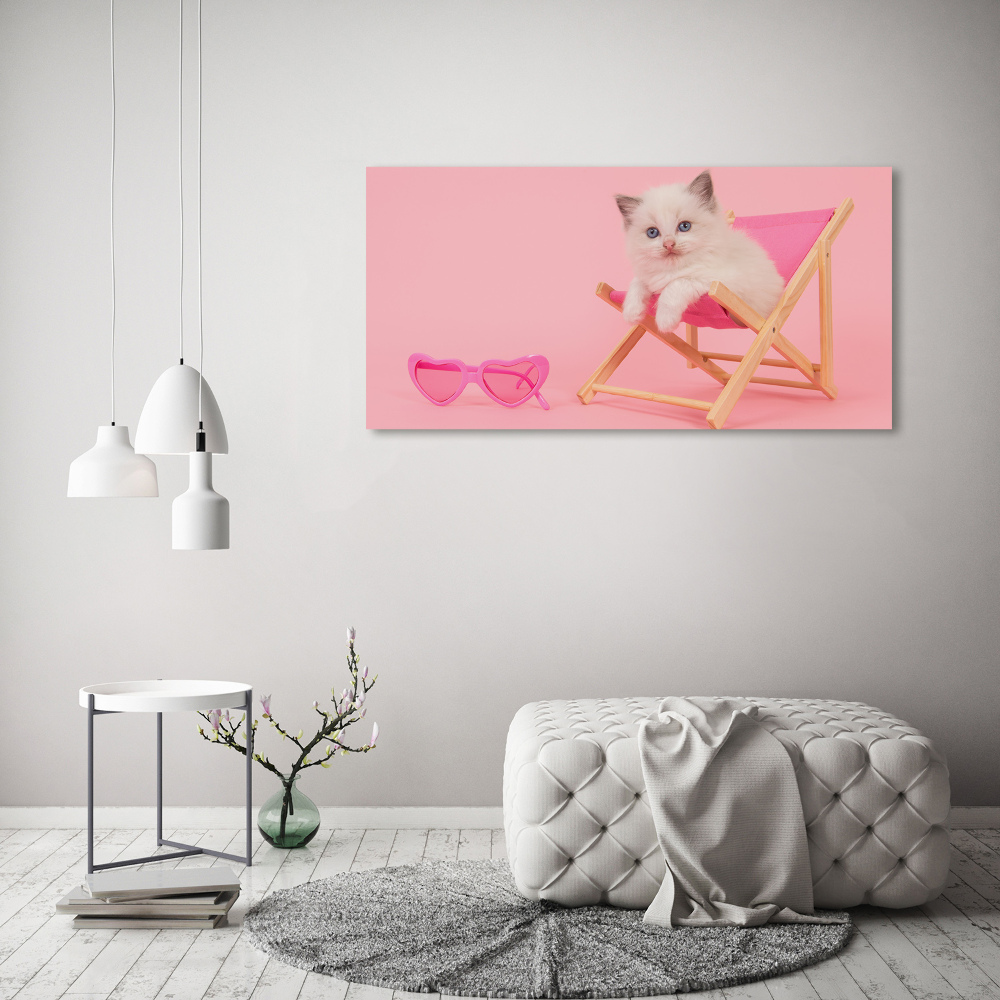 Tableau mural sur toile Chat sur une chaise longue