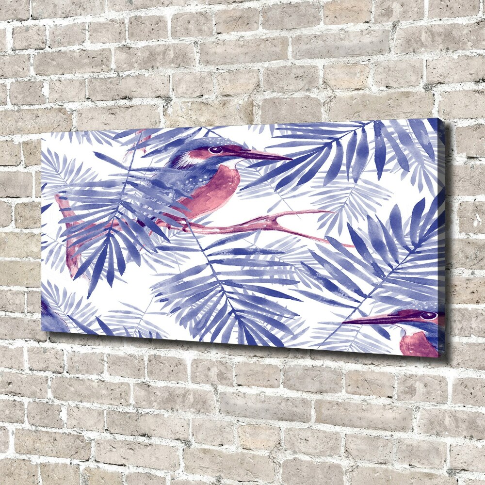 Tableau toile imprimée Plantes et oiseau