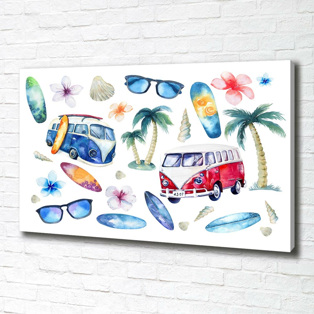 Tableau sur toile Symboles du surf