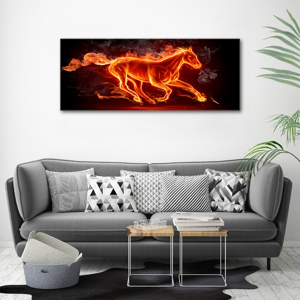 Tableau toile imprimée Cheval en flammes