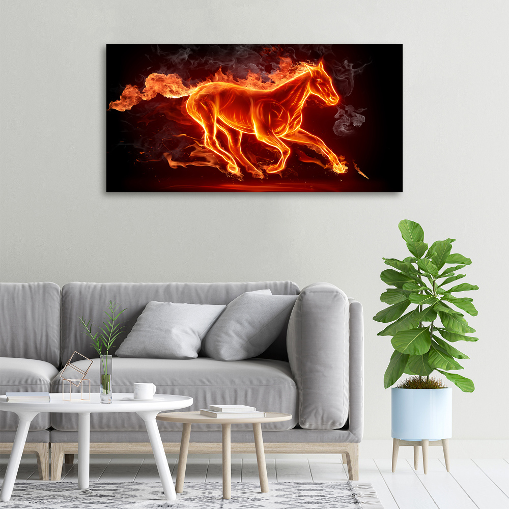 Tableau toile imprimée Cheval en flammes