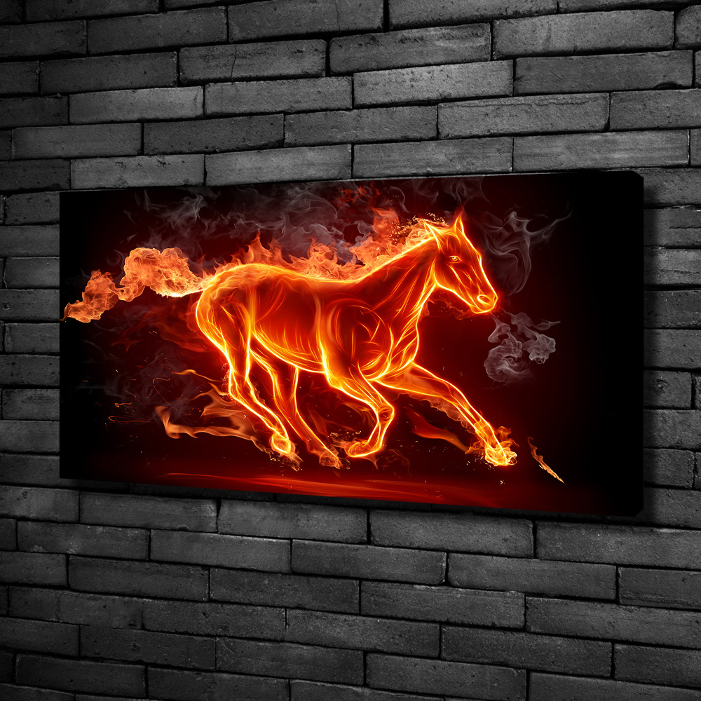 Tableau toile imprimée Cheval en flammes