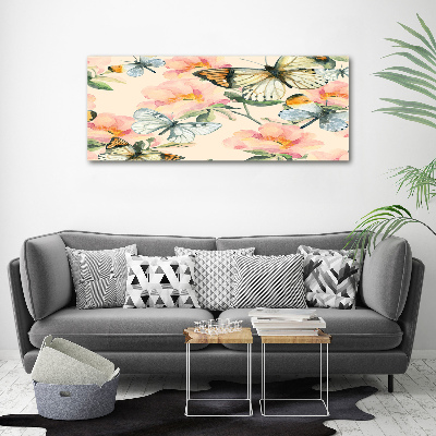 Tableau photo sur toile Papillons et fleurs