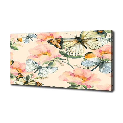 Tableau photo sur toile Papillons et fleurs