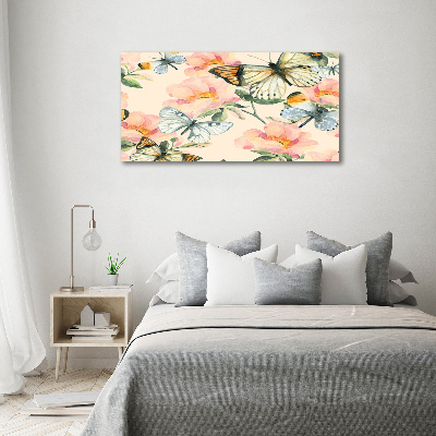 Tableau photo sur toile Papillons et fleurs