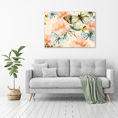 Tableau photo sur toile Papillons et fleurs