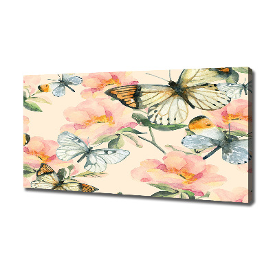 Tableau photo sur toile Papillons et fleurs