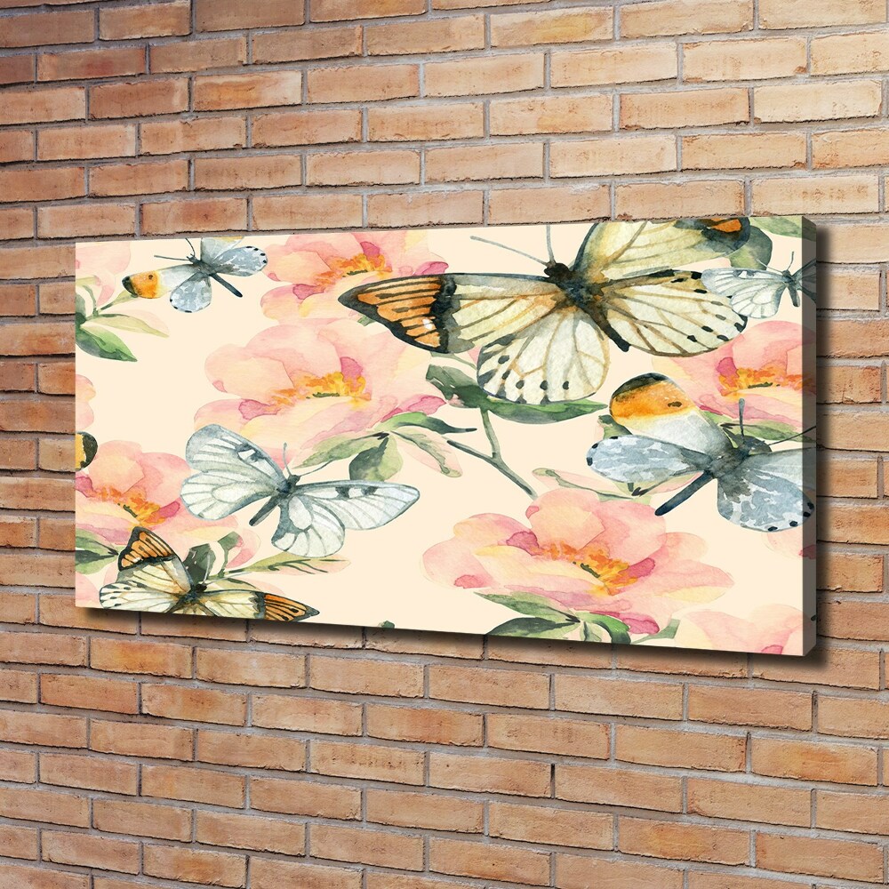 Tableau photo sur toile Papillons et fleurs