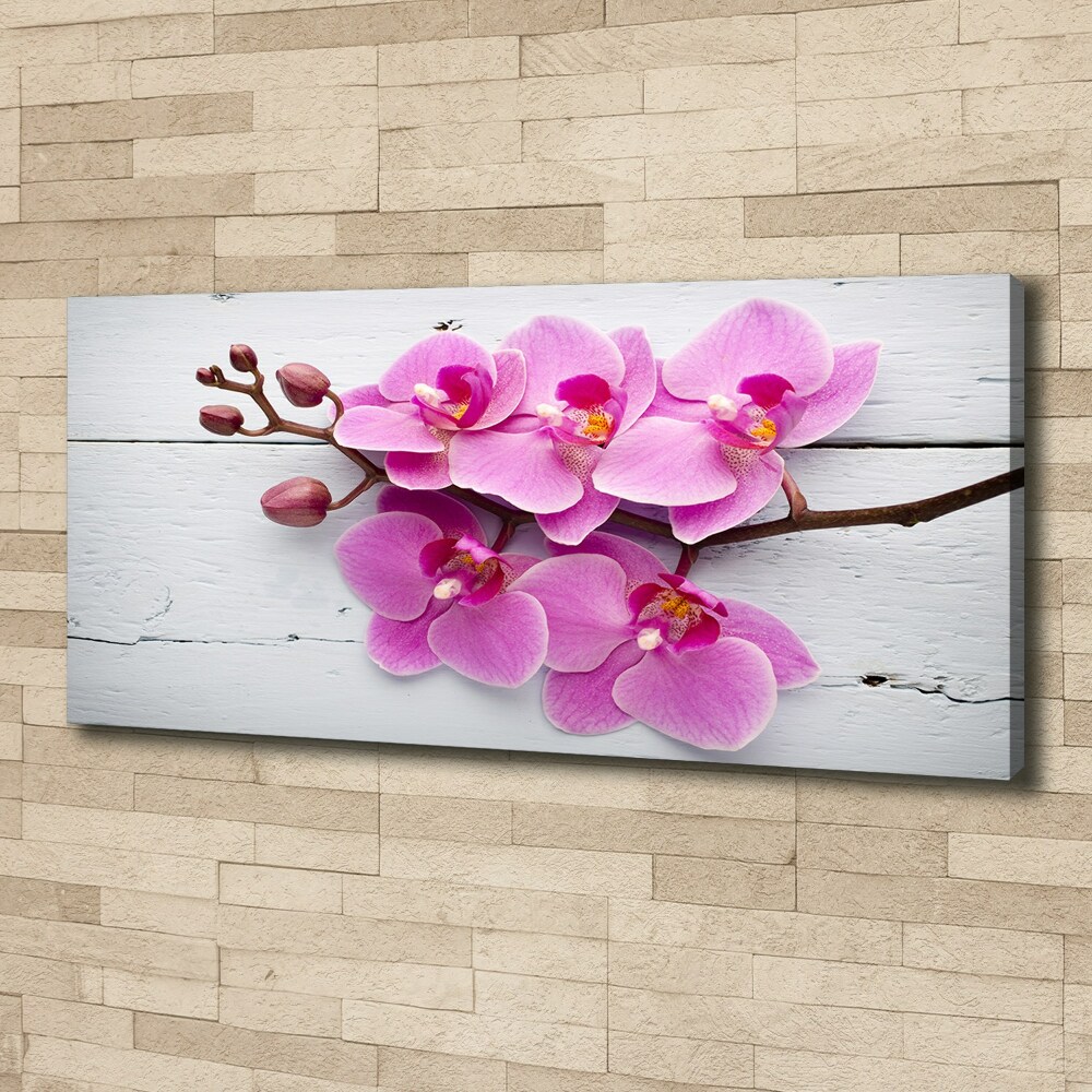 Tableau sur toile Orchidée sur bois