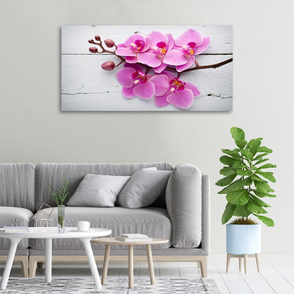 Tableau sur toile Orchidée sur bois