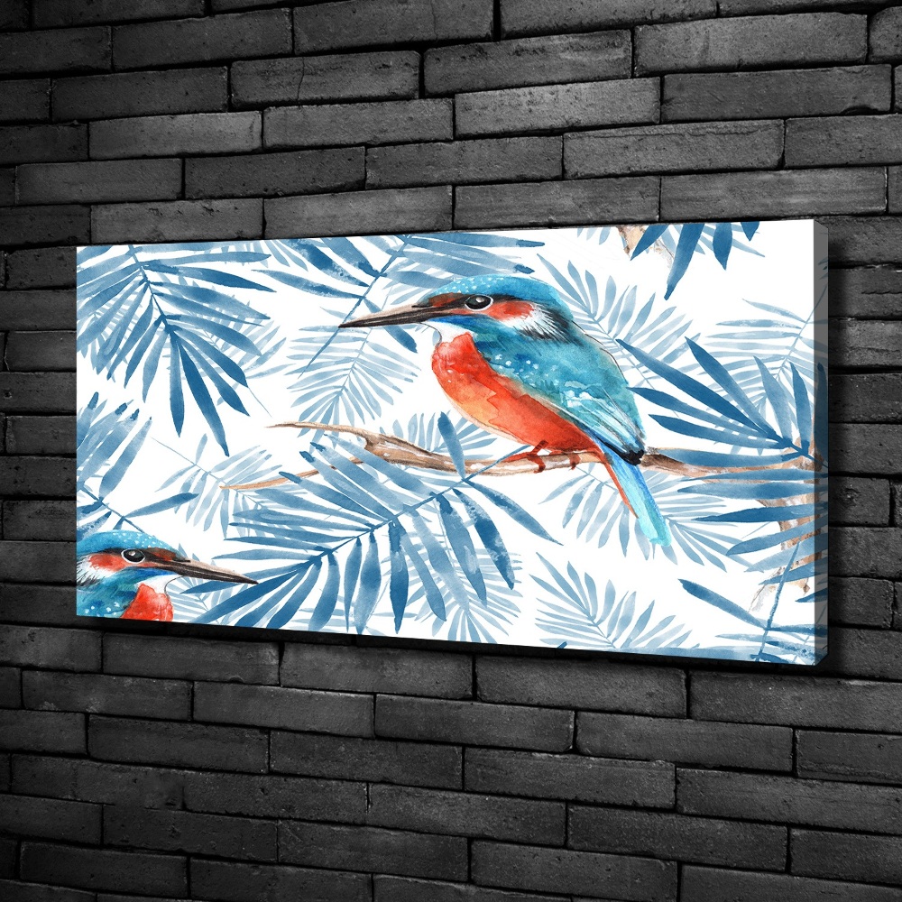 Tableau imprimé sur toile Plantes et oiseau