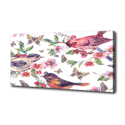 Tableau mural sur toile Oiseaux et papillons de fleurs de cerisier