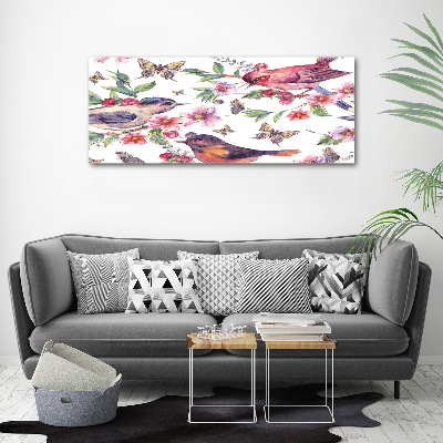 Tableau mural sur toile Oiseaux et papillons de fleurs de cerisier