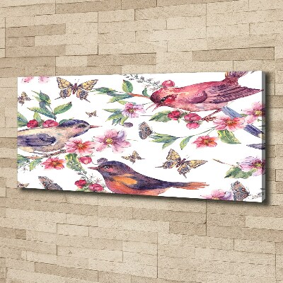 Tableau mural sur toile Oiseaux et papillons de fleurs de cerisier