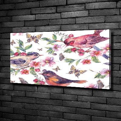 Tableau mural sur toile Oiseaux et papillons de fleurs de cerisier