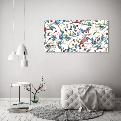 Tableau imprimé sur toile Mûres et oiseaux