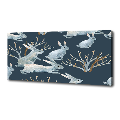 Tableau toile imprimée Lapins en hiver