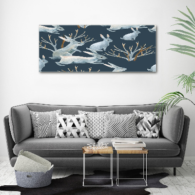 Tableau toile imprimée Lapins en hiver