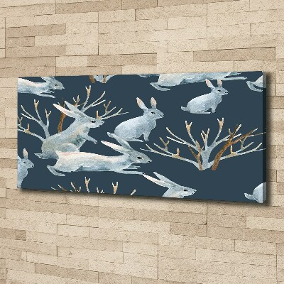 Tableau toile imprimée Lapins en hiver