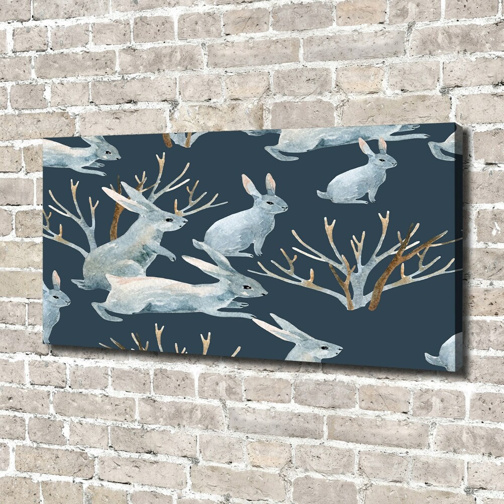 Tableau toile imprimée Lapins en hiver