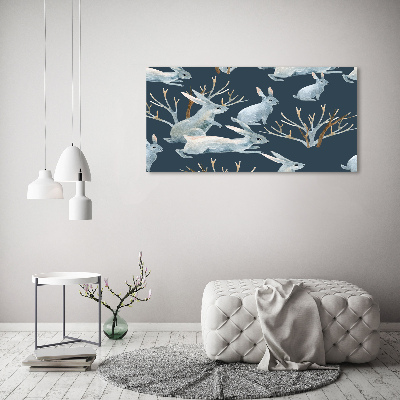 Tableau toile imprimée Lapins en hiver