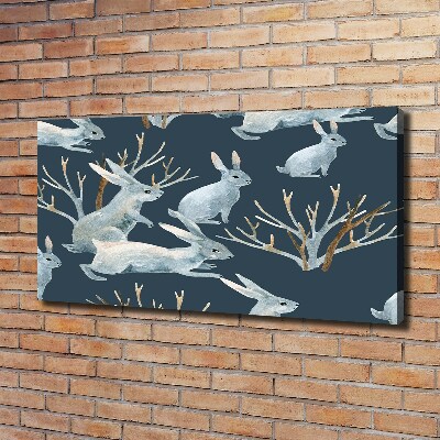 Tableau toile imprimée Lapins en hiver