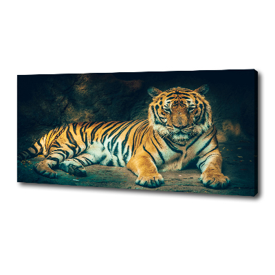 Tableau sur toile Tigre dans une grotte