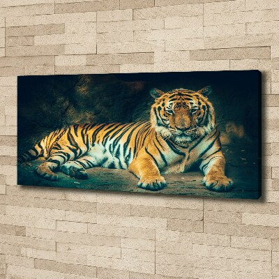 Tableau sur toile Tigre dans une grotte