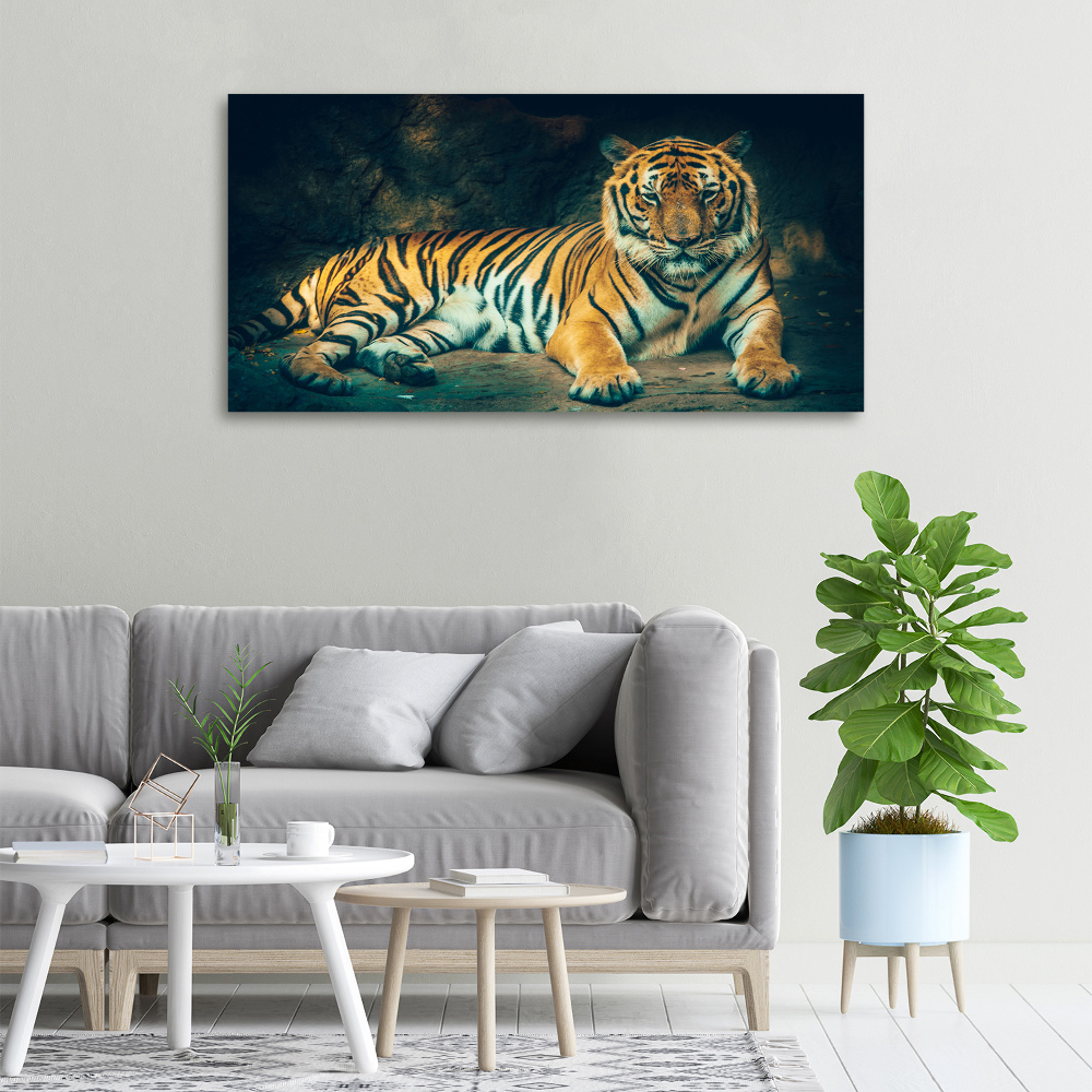 Tableau sur toile Tigre dans une grotte