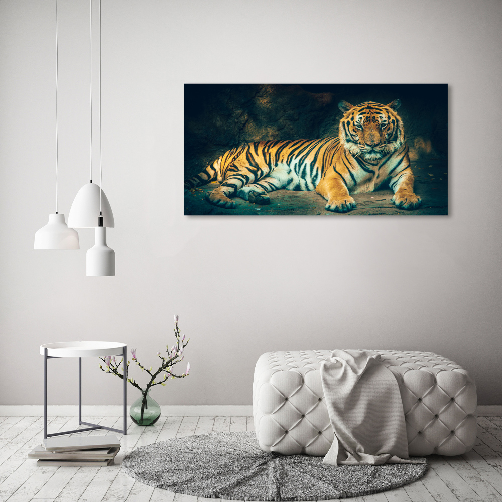 Tableau sur toile Tigre dans une grotte