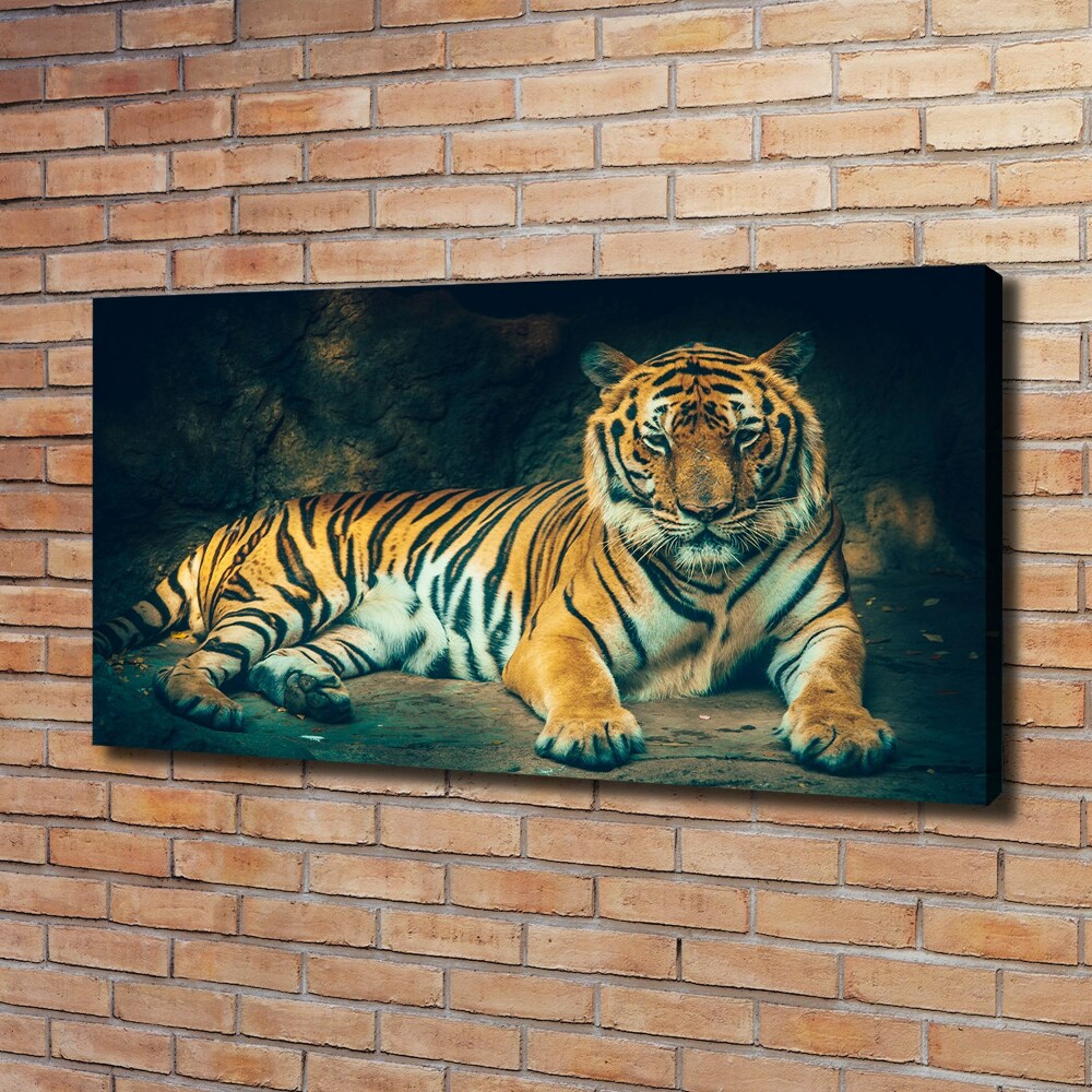 Tableau sur toile Tigre dans une grotte