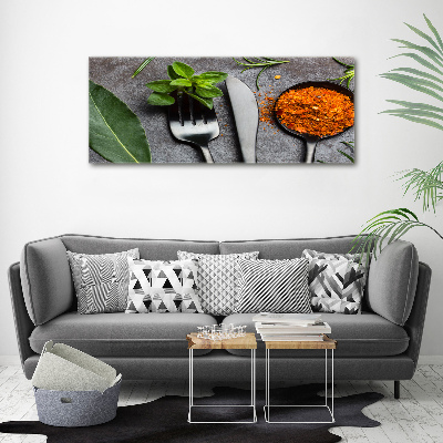 Tableau imprimé sur toile Couverts et condiments