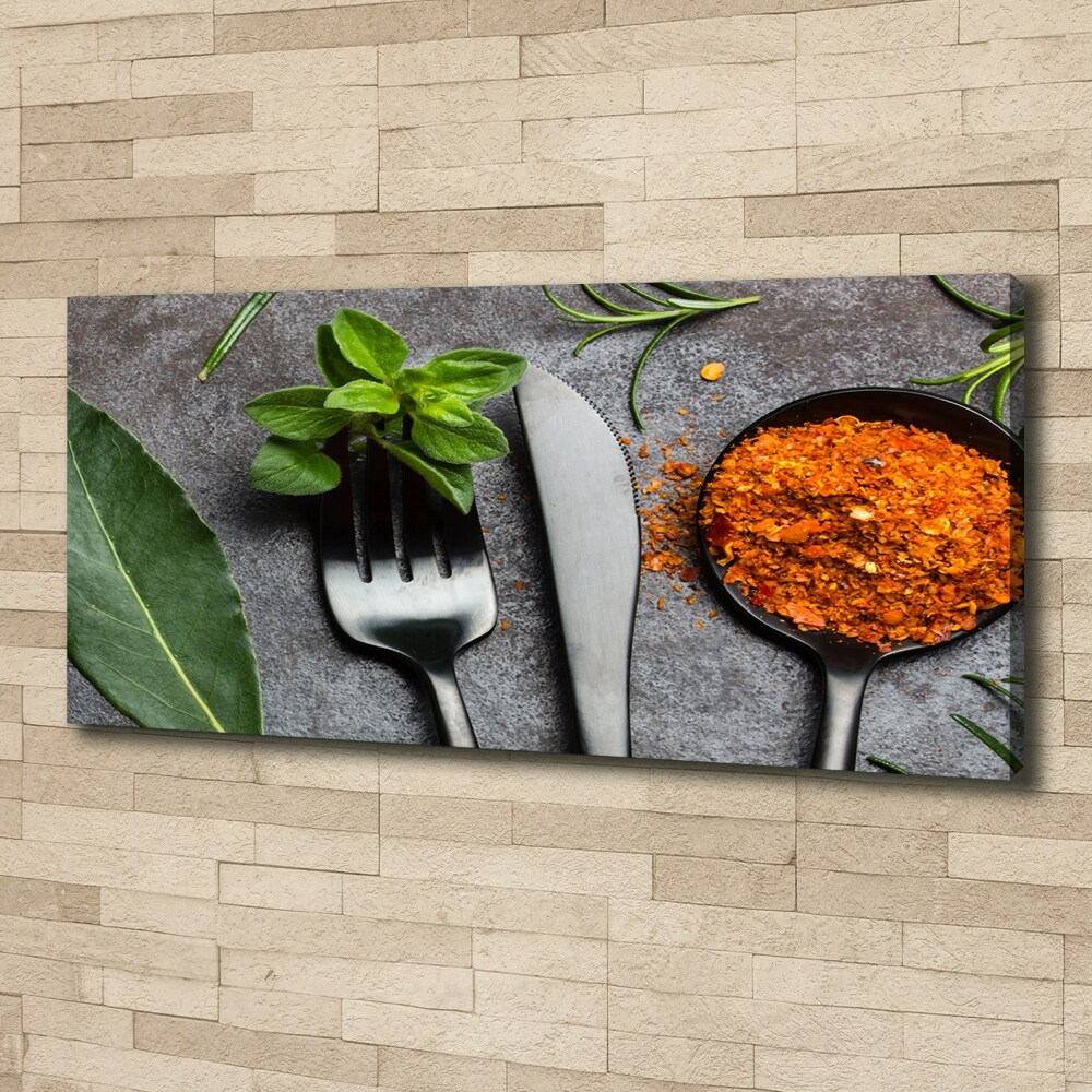 Tableau imprimé sur toile Couverts et condiments