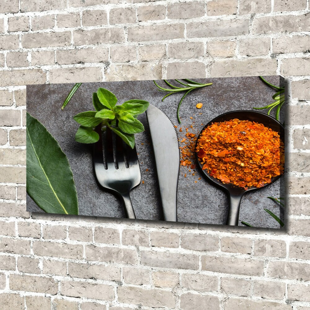 Tableau imprimé sur toile Couverts et condiments