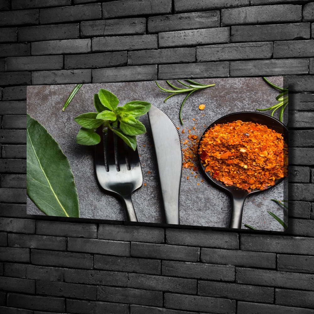 Tableau imprimé sur toile Couverts et condiments