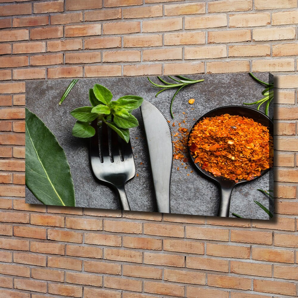 Tableau imprimé sur toile Couverts et condiments