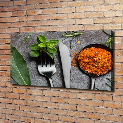 Tableau imprimé sur toile Couverts et condiments