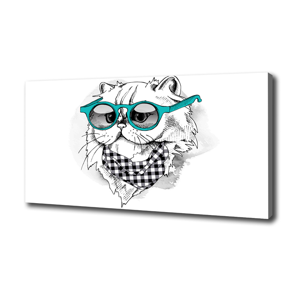 Tableau toile imprimée Chat en lunettes