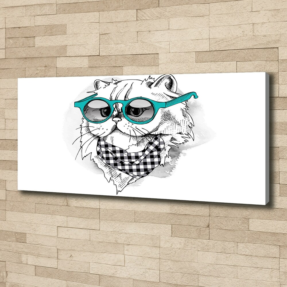 Tableau toile imprimée Chat en lunettes