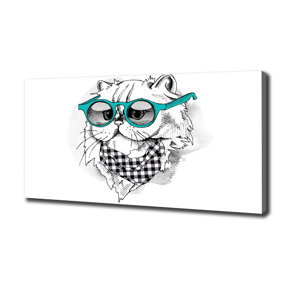 Tableau toile imprimée Chat en lunettes