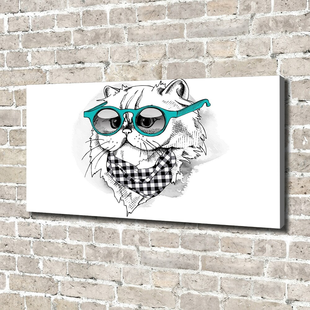 Tableau toile imprimée Chat en lunettes