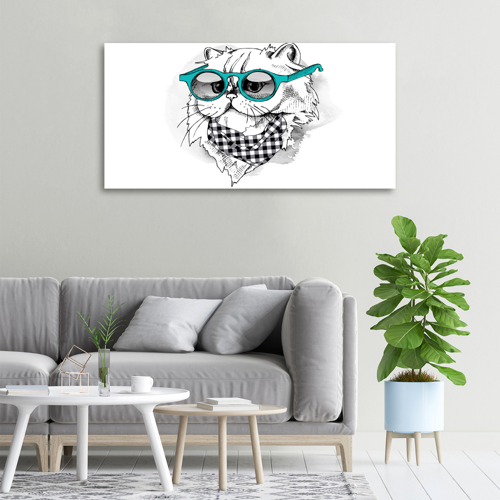 Tableau toile imprimée Chat en lunettes