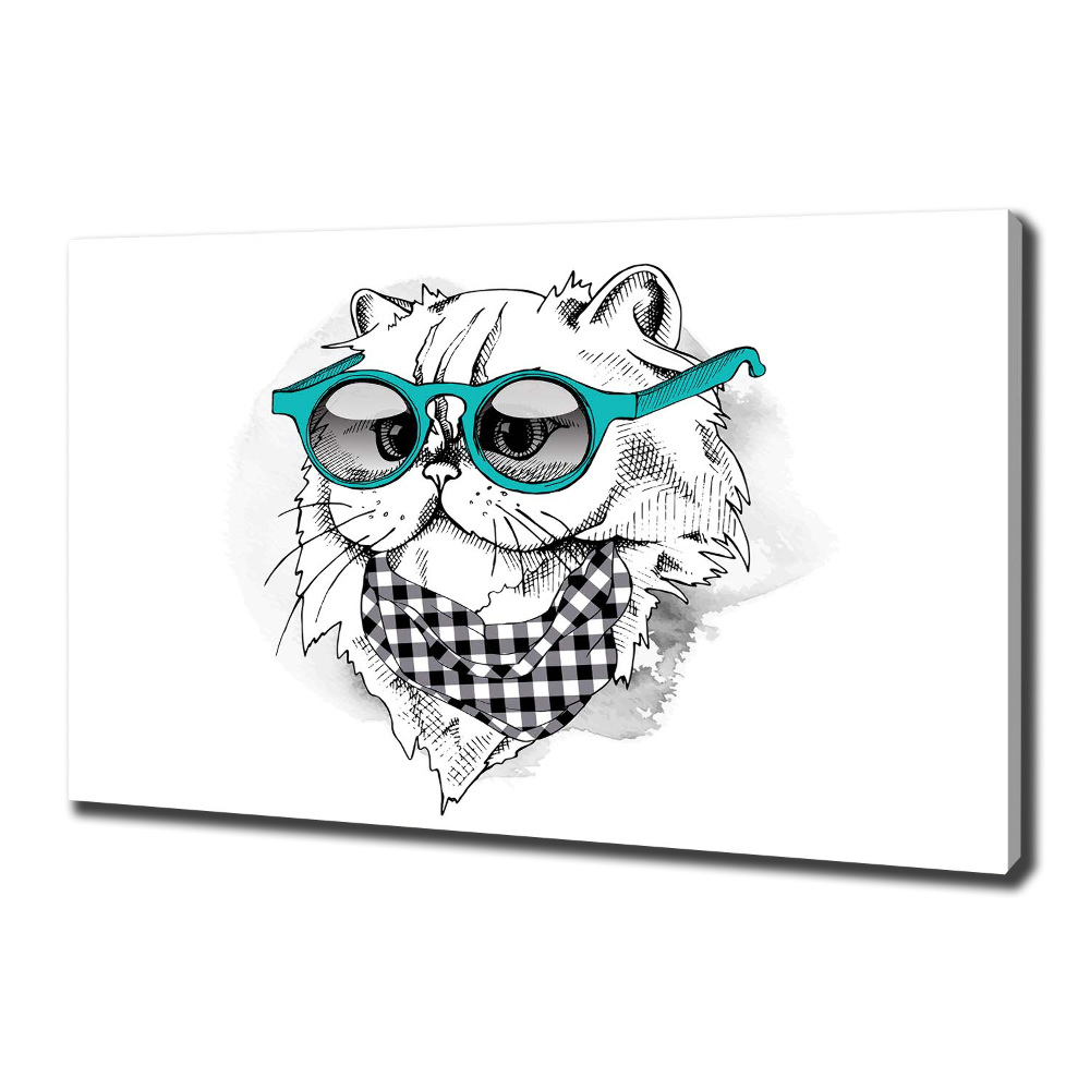 Tableau toile imprimée Chat en lunettes