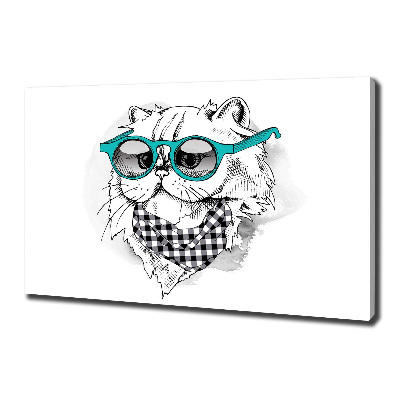 Tableau toile imprimée Chat en lunettes