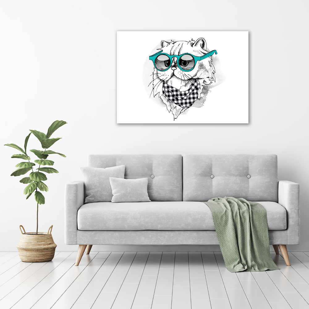 Tableau toile imprimée Chat en lunettes