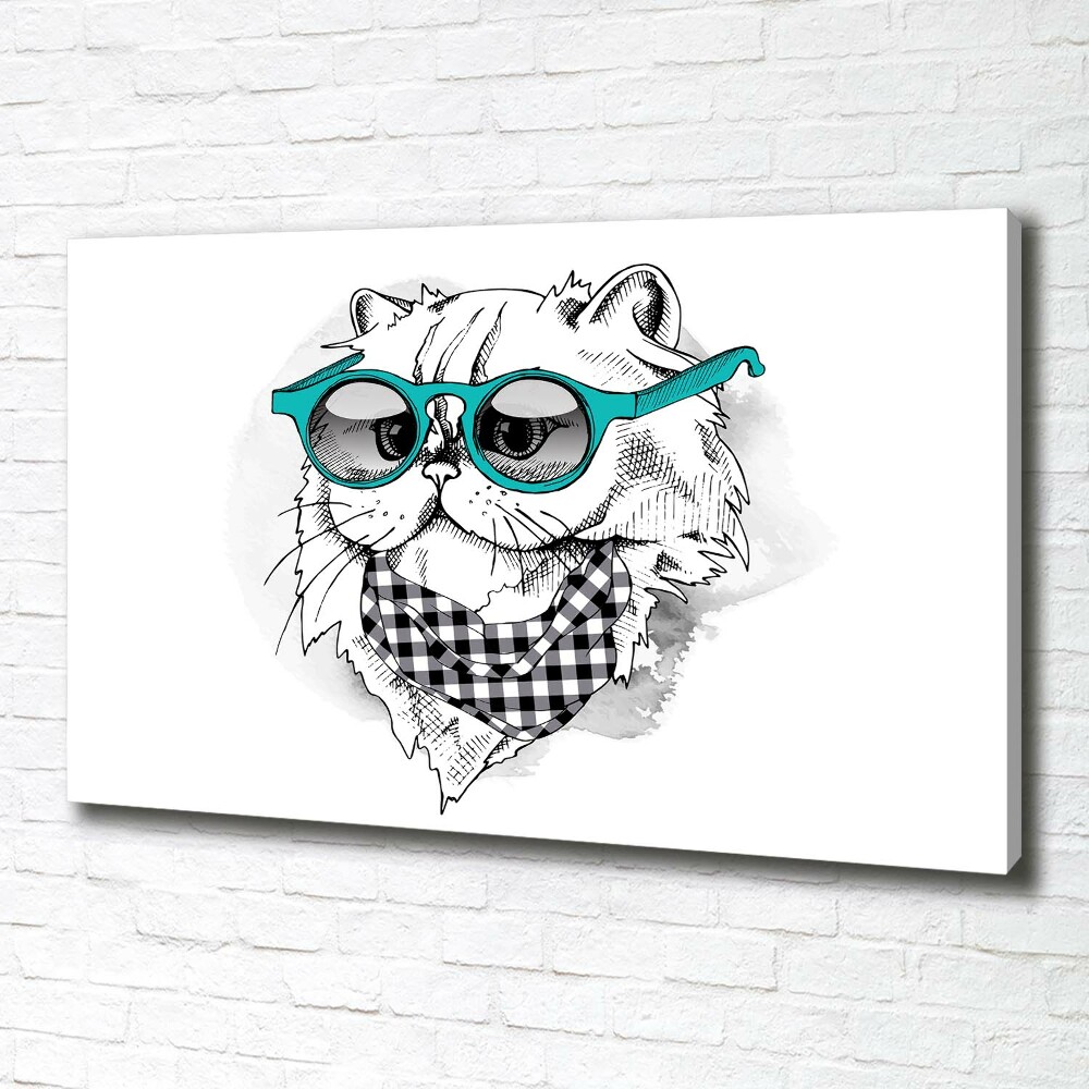 Tableau toile imprimée Chat en lunettes