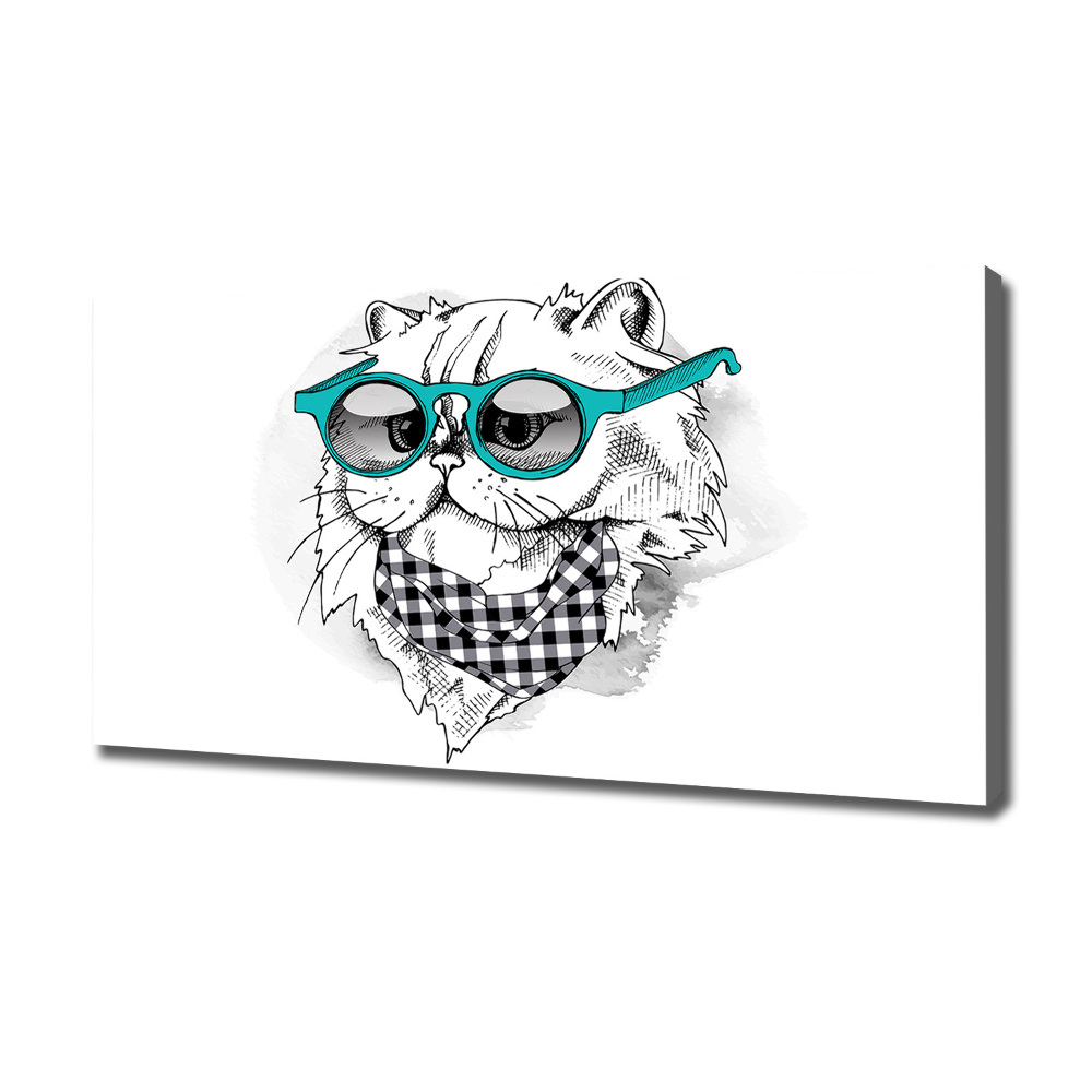 Tableau toile imprimée Chat en lunettes