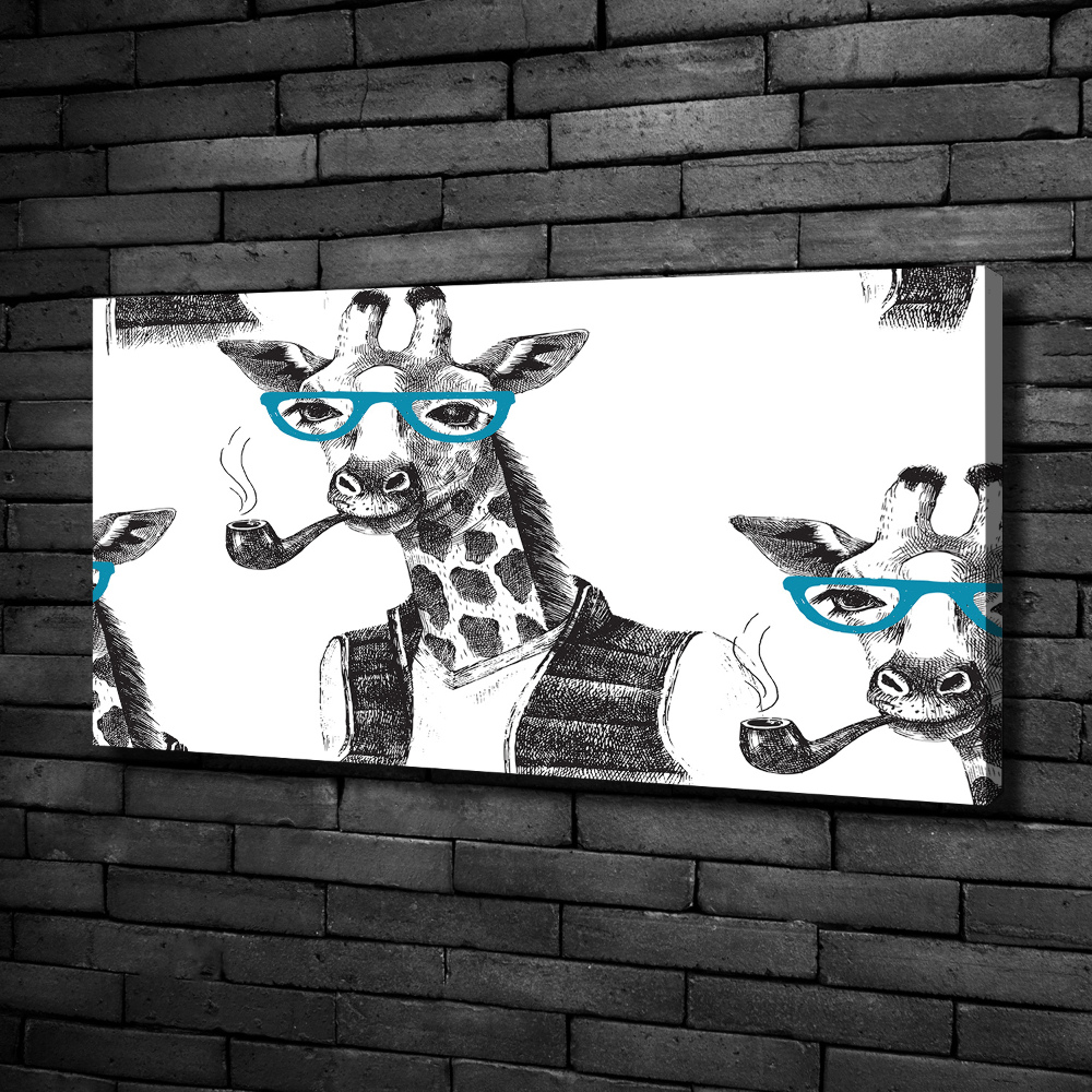 Tableau imprimé sur toile Girafe avec lunettes