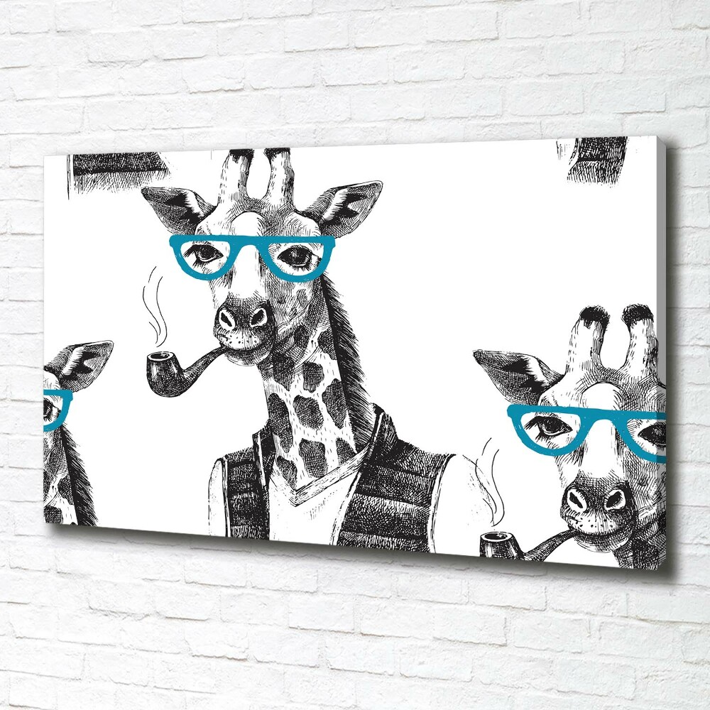 Tableau imprimé sur toile Girafe avec lunettes