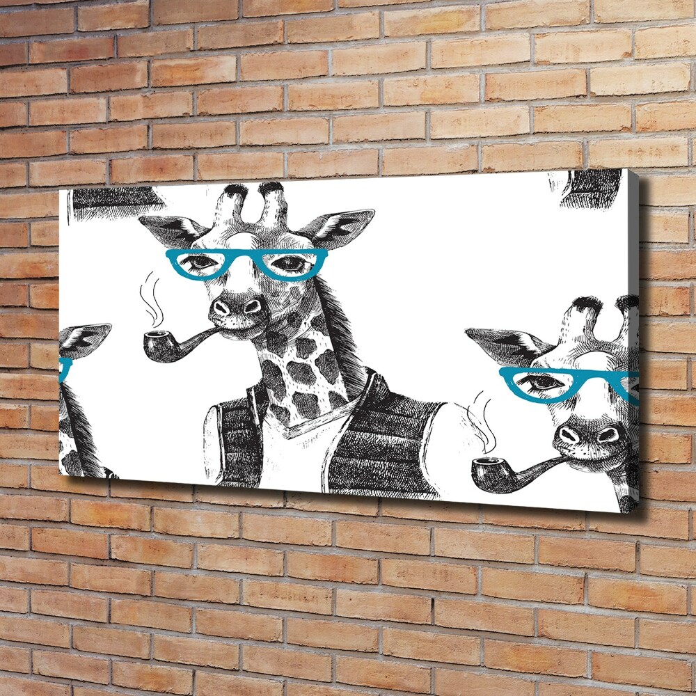 Tableau imprimé sur toile Girafe avec lunettes